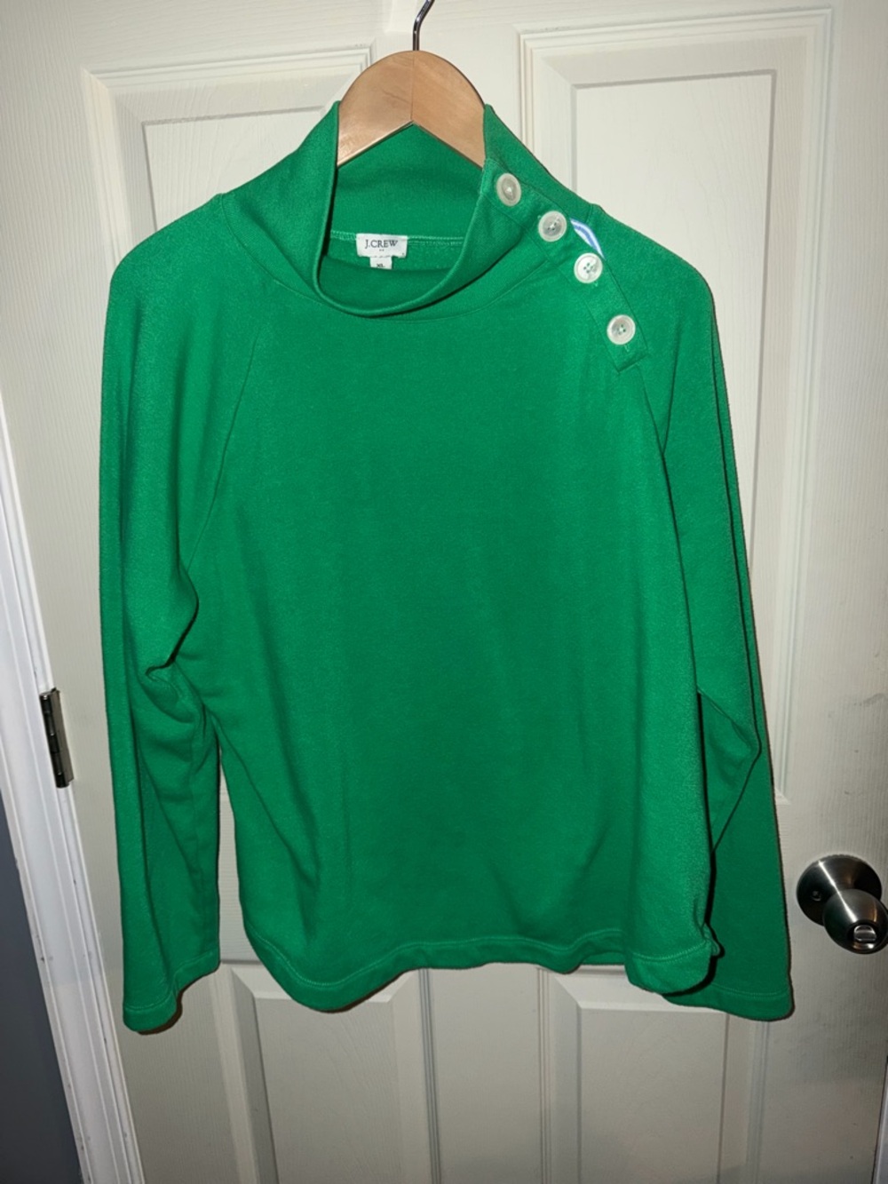 J. Crew Green Button-Shoulder Sweatshirt